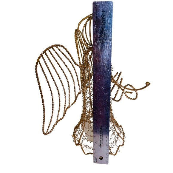 Christmas Angel Sculpture Gold Wire Figurine Holiday Decor Abstract Art 12" x 9" - Picture 4 of 8